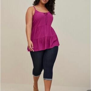 Torrid Swiss Dot Crinkle Gauze Pinky Purple Tiered Cami
